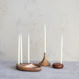 Mango Wood & Metal Taper Holder