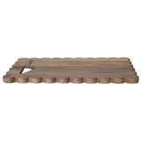 Mango Wood Scalloped Cheese/Serving Board with Stainless Steel Cheese Knife | Set of 2