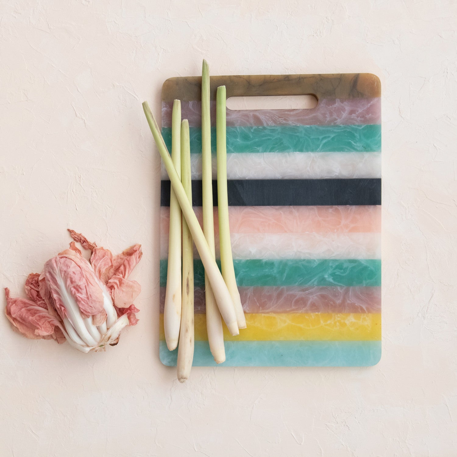 Marbled Resin Striped Cheese/Serving Board with Handle