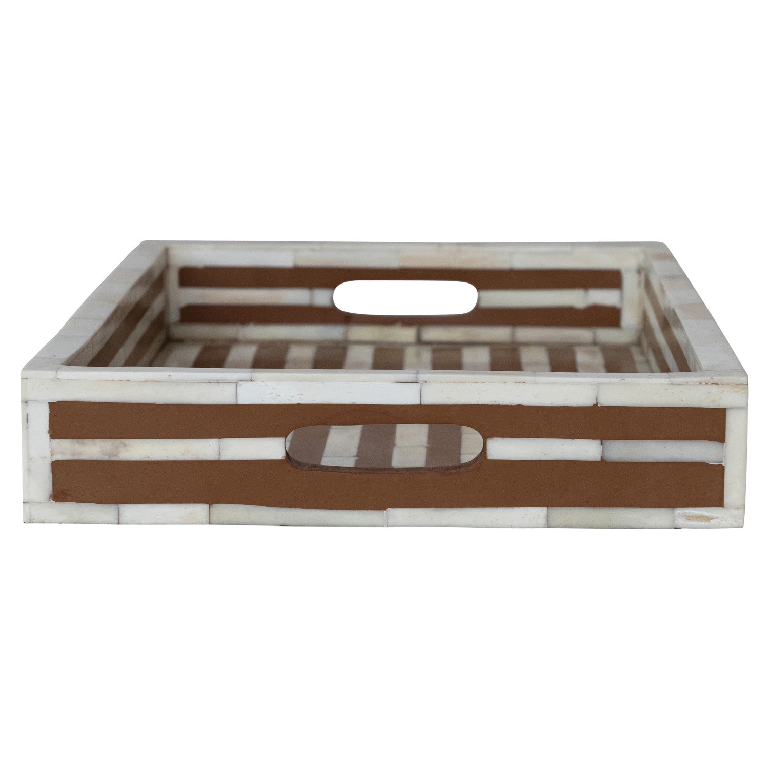 Bone & Resin Inlaid Tray with Handles