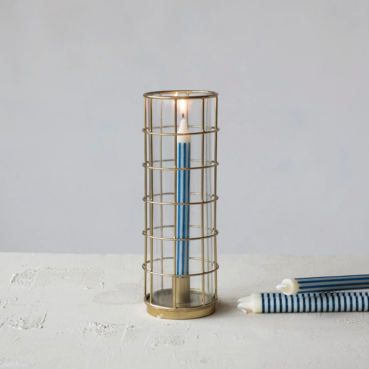Metal Taper Holder in Metal Cage