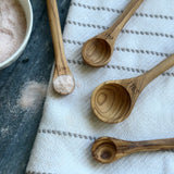 Handcrafted Olive Wood Long Handle Measuring Spoons Set