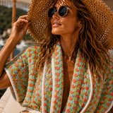 Sleeveless Terry Beach Towel Blazer in Pom Pom Green & Orange