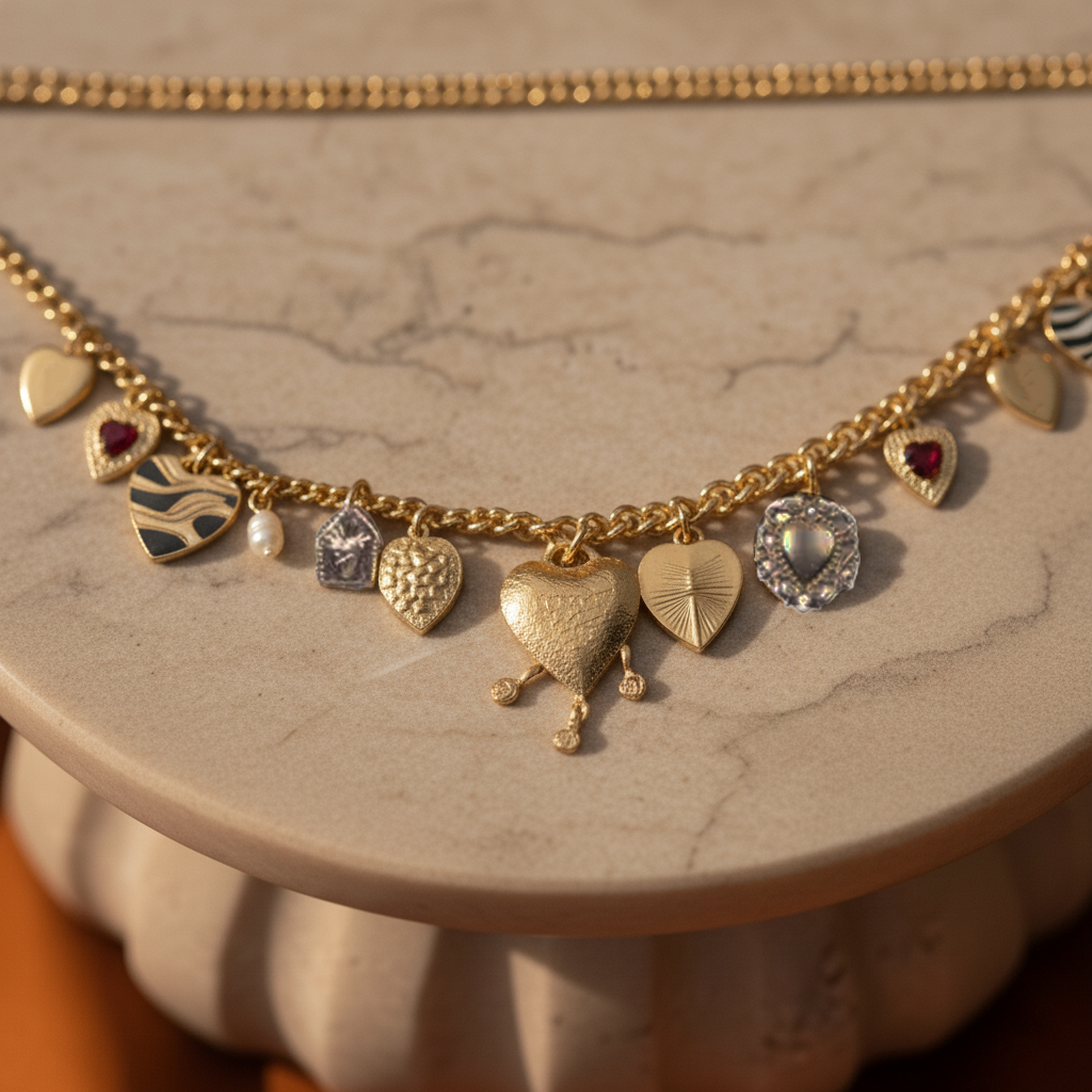 Layered Heart Charm Chain Belt