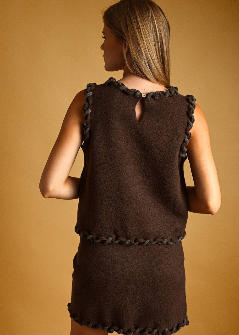 Braid Detailed Knit Mini Skirt