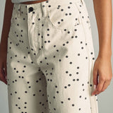 Polka Dot Patterned Barrel Pant