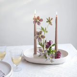 Ceramic Flower Frog Bowl & Taper Holder