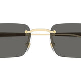 Men's Gold Frame Rectangular Sunglasses