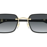 Men's Black & Gold Rectangle Sunglasses