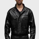 Snakeskin Embossed Leather Jacket