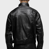 Snakeskin Embossed Leather Jacket