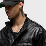 Snakeskin Embossed Leather Jacket