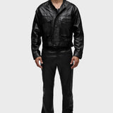 Snakeskin Embossed Leather Jacket