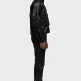 Snakeskin Embossed Leather Jacket