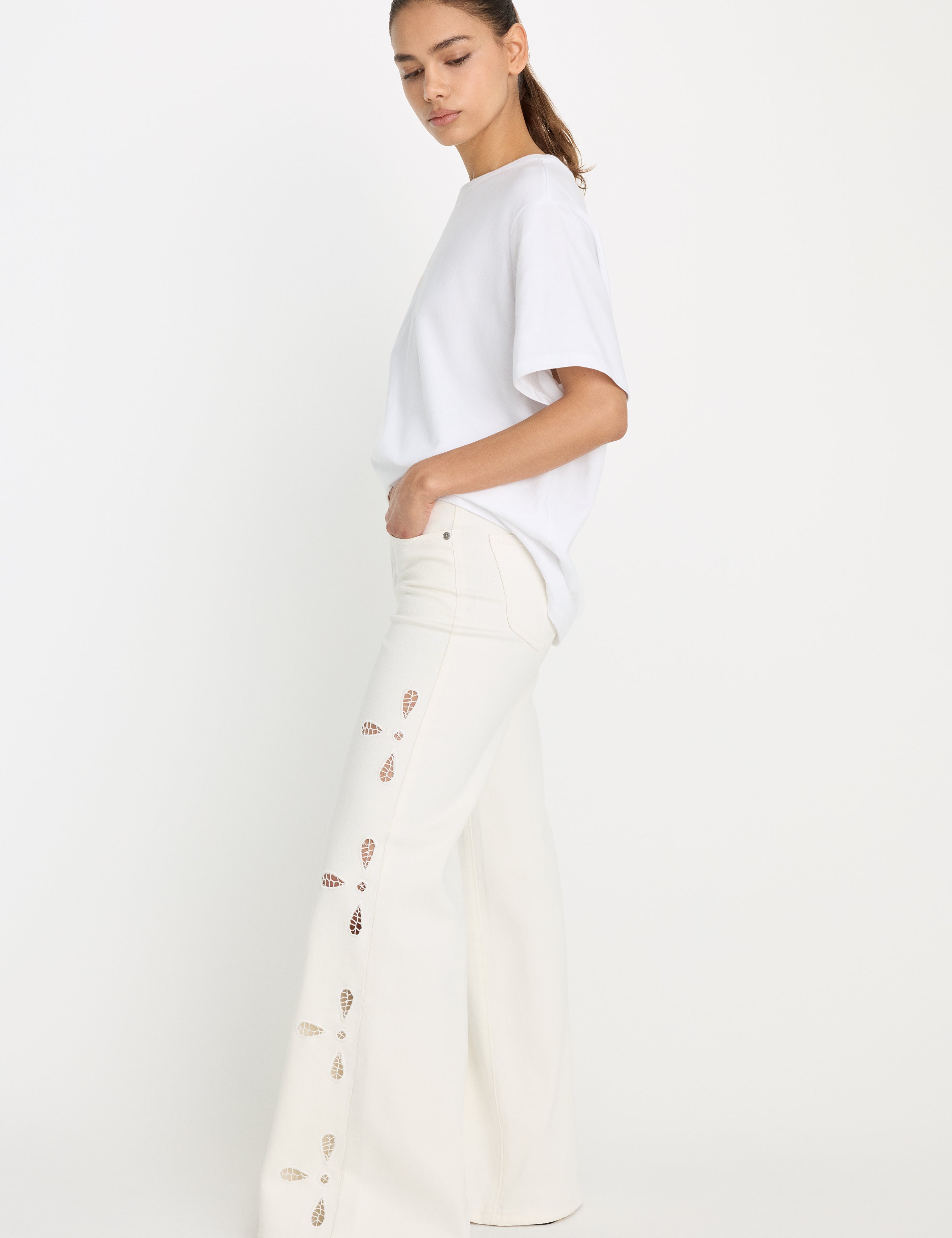 Good Waist Palazzo Ankle Eyelet Jeans