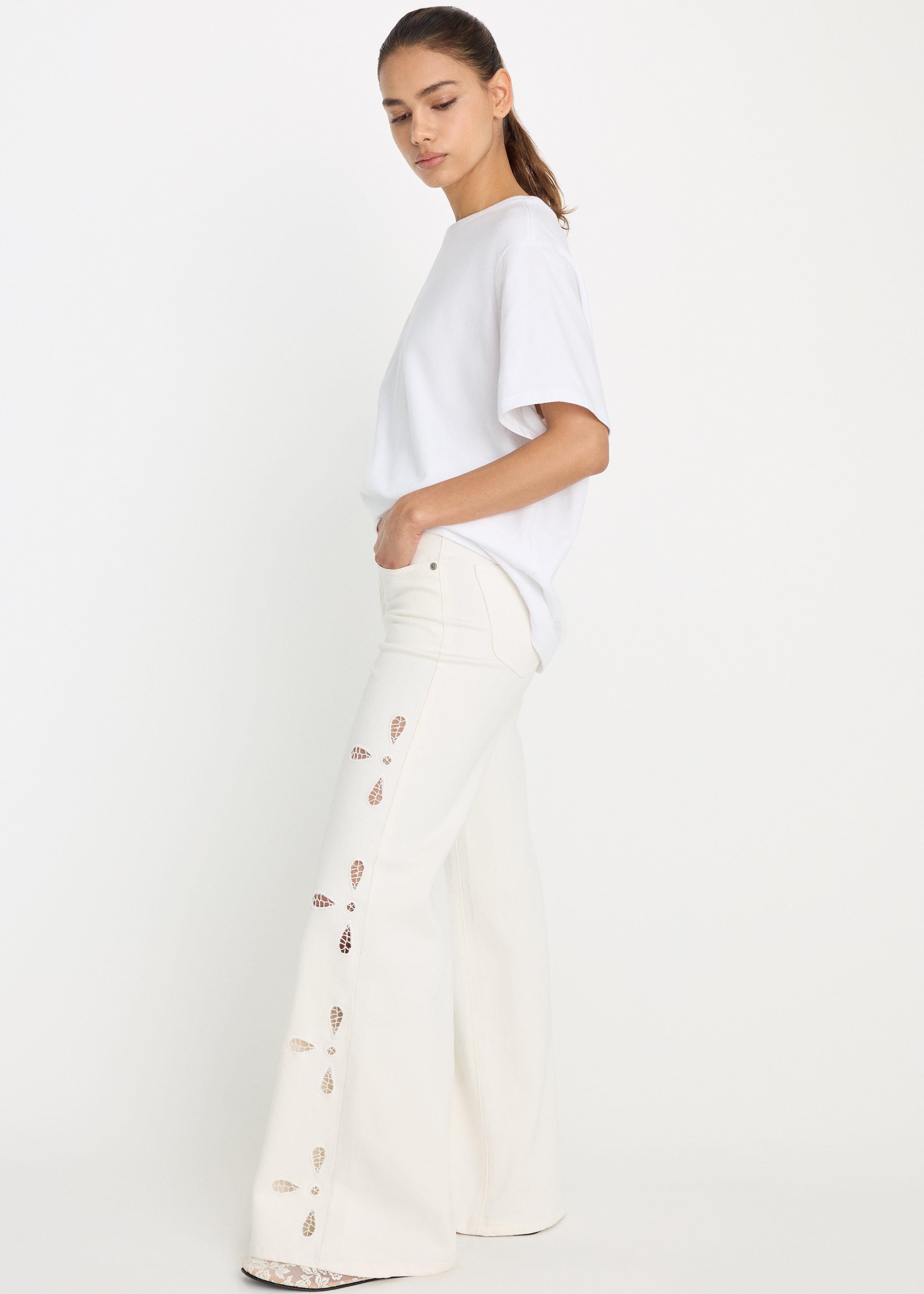 Good Waist Palazzo Ankle Eyelet Jeans