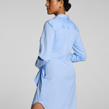 Poplin Button-down Mini Shirt Dress With Tie Belt