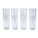 Hand-Blown Drinking Glass with Etched Botanicals