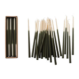 Unscented Two-Tone Thin Taper Candles in Box, Cream & Olive Color, Set of 24