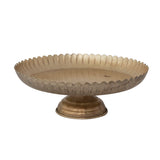 Metal Scalloped Pedestal with Antique Gold Finish