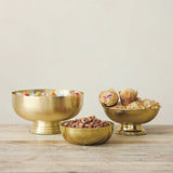 Metal Footed Bowl with Matte Gold Finish